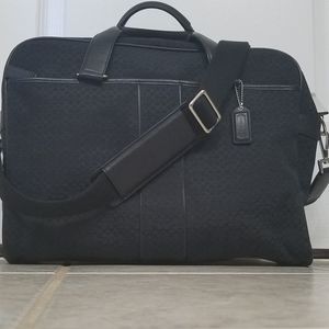 Coach Signature Hudson Computer Bag - Black